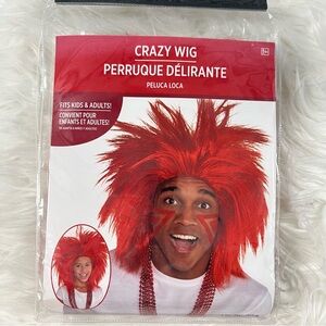 Crazy Wig - Vibrant Red NEW Halloween costume spirit week fits kids and adults
